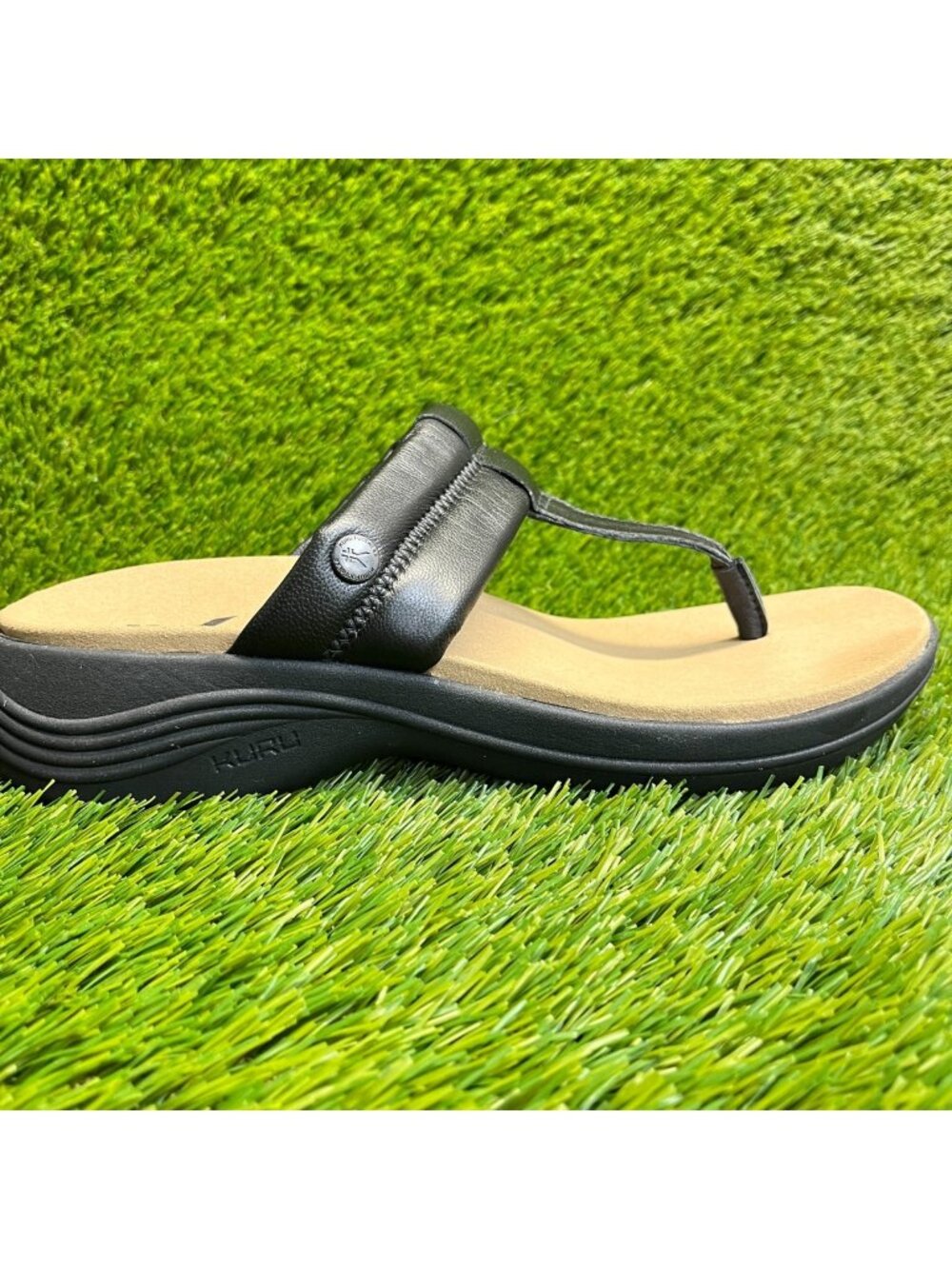 KURU Coda Suvi Black Thong Sandal with Cushioned Footbed